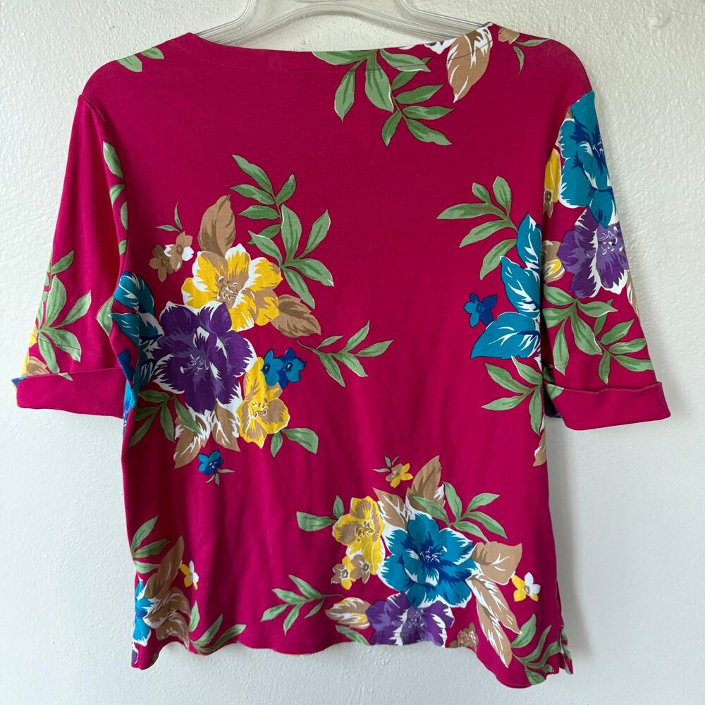 Lauren Ralph Lauren size 1X Fuscia Floral T-Shirt - Picture 8 of 10